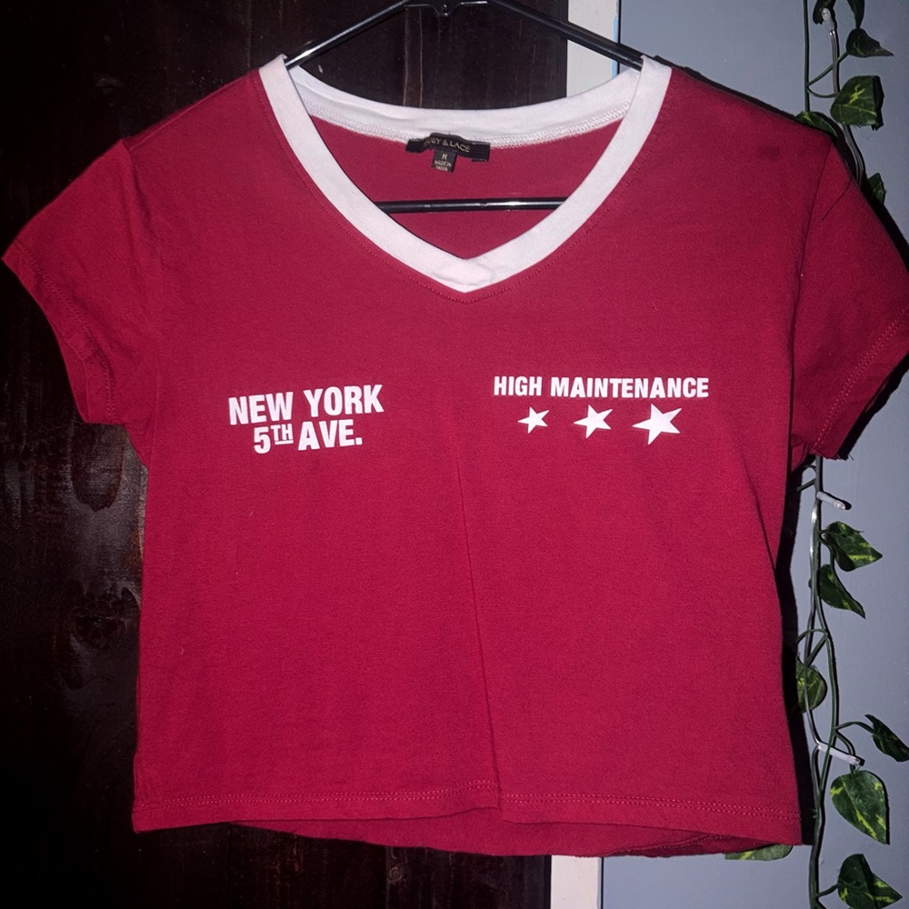 Red V-Neck Crop Top